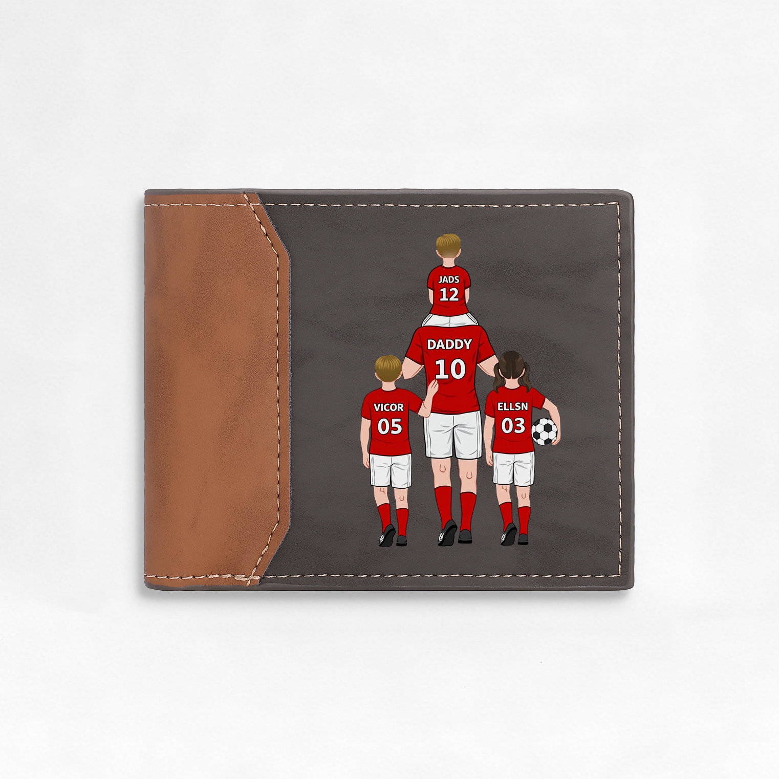 Personalised Football Family Leather Men's Wallet With Various Designs Father's Gift For Dad | Jessemade