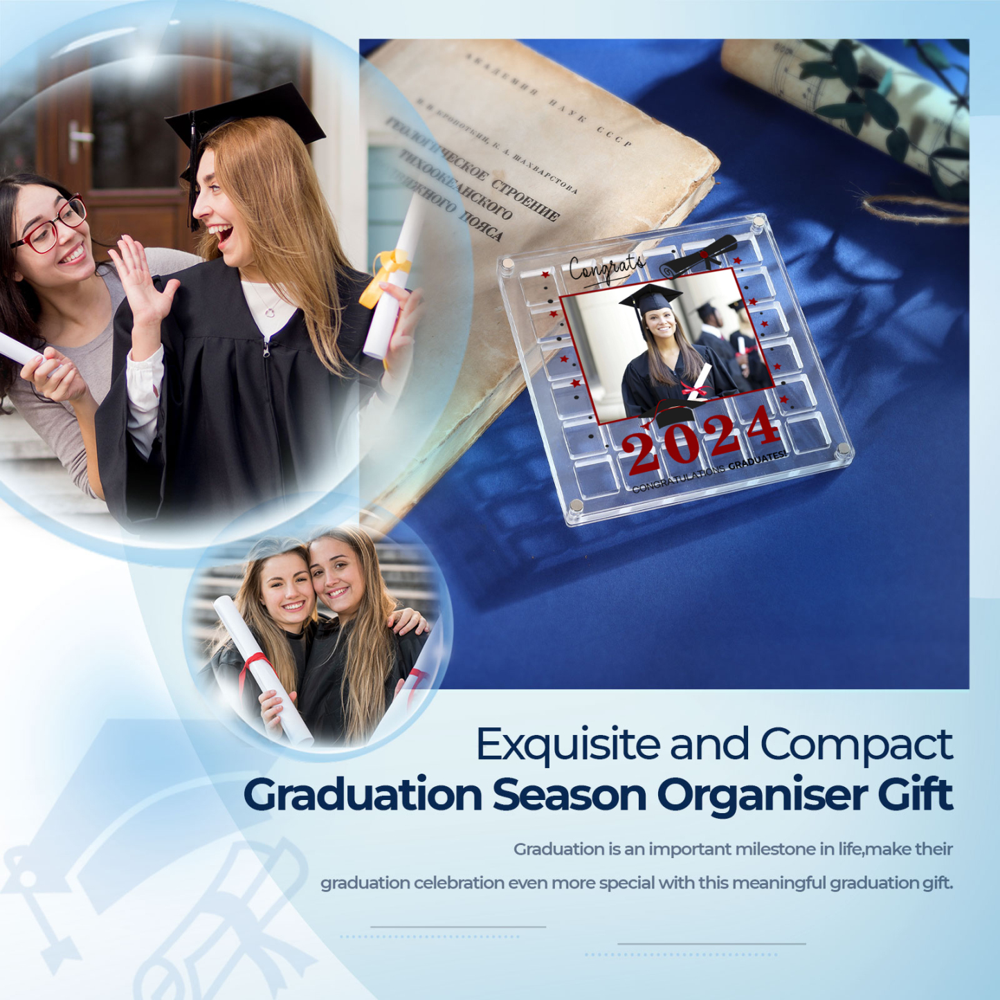 Personalised Acrylic Graduation Gift, Customized Photo、Date and Text Acrylic Ornament Gift For Her/Him