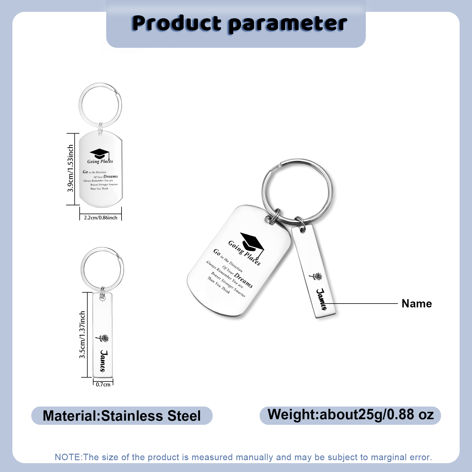 1 Name - Personalised Name Exquisite Graduation Keyring Gift For Her/Him