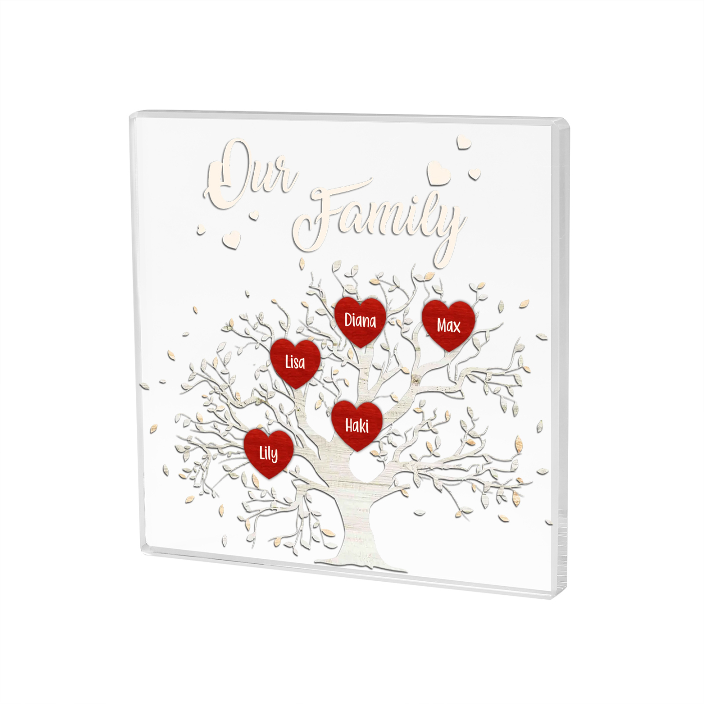 5 Names-Personalised Acrylic Family Tree Keepsake-Custom Text and Names-Acrylic Plaque Home Decoration Gift for Dad/Grandad