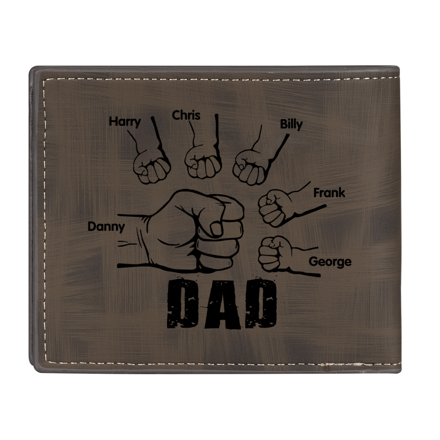 6 Names - Personalised Photo Custom Leather Men's Wallet as a Father's Day Gift for Dad