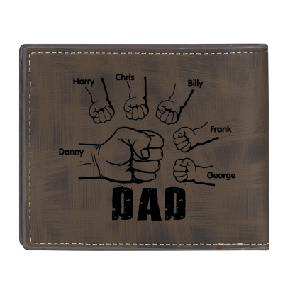 6 Names - Personalised Photo Custom Leather Men's Wallet as a Father's Day Gift for Dad