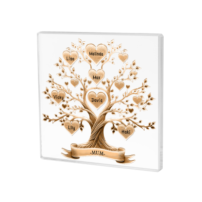 7 Names-Personalised Family Tree Acrylic Keepsake-Custom Text and Names-Acrylic Plaque Home Decoration Gift for Family/Dad/Grandad