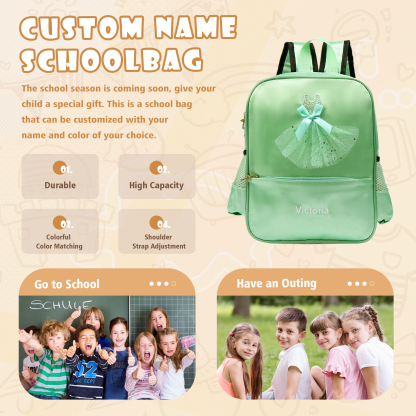Personalised Name Band Princess Dress Accessories Satin Children Backpack Back To School Gift