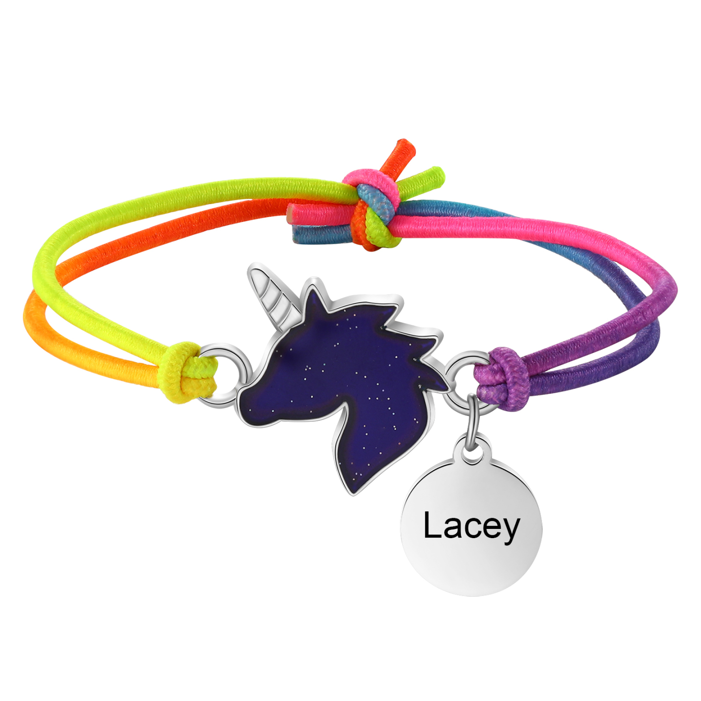 2 PCS Personalised Custom Name Unicorn Elastic Rope Bracelet Back To School Season Children's Gift