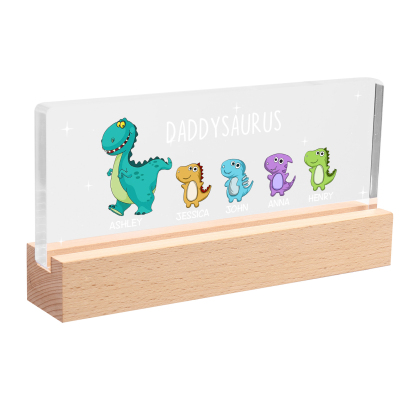5 Names - Personalised Cute Dinosaur Pattern Beautiful Table Lamp Father's Day Gift for Dad