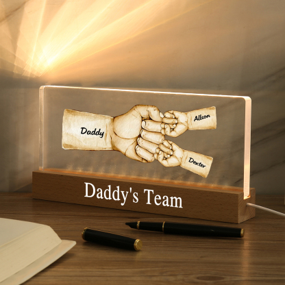 3 Names - Personalised Fist Bump Pattern Table Lamp Customized Text Father's Day Gift for Dad