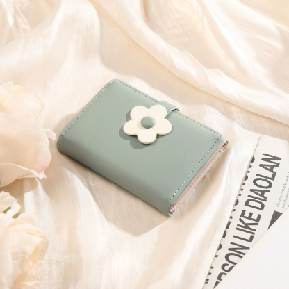 Custom Purse-Women's Personalised Photo PU Leather Flower Wallet Coin Purse Four Colors Available Gift for Her