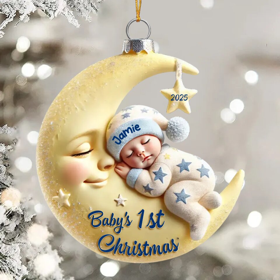 Babys First Christmas ornament – customisable with name and year – Christmas or new baby gift for parents, grandparents, godmother, godfather | Jessemade