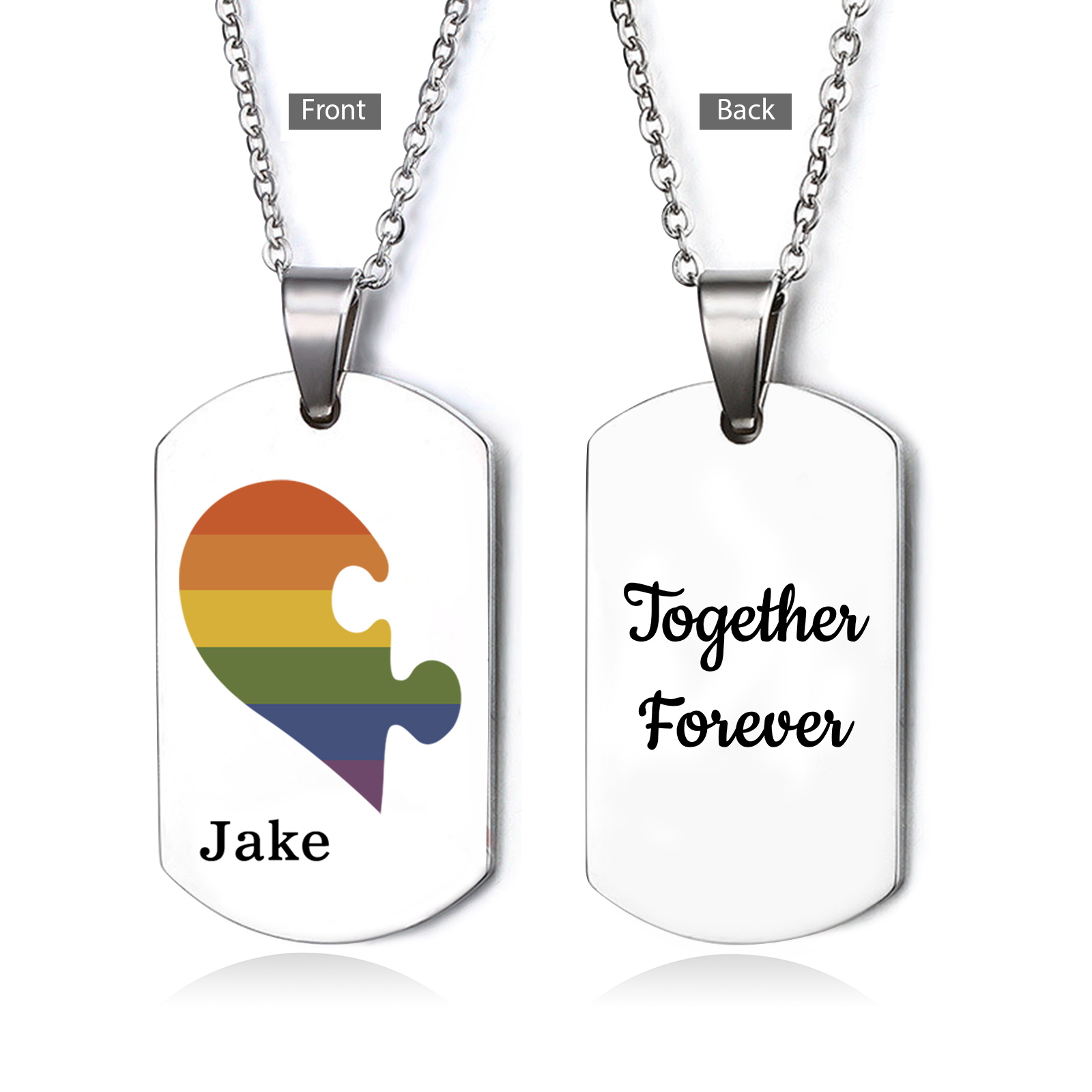 Personalised Text Puzzle Couple Necklace Custom Matching Couple Gifts, Special Gift For Him/Her