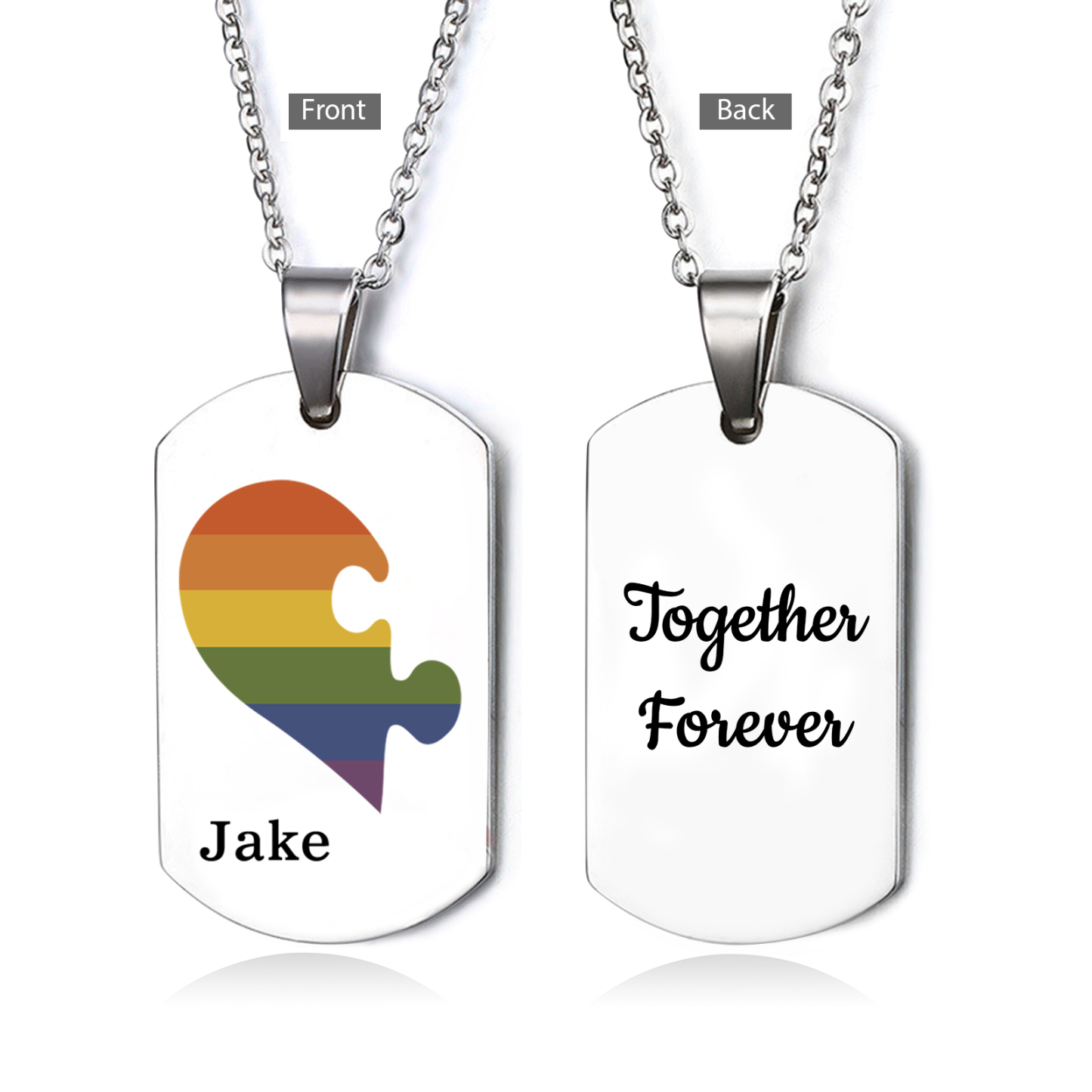Personalised Text Puzzle Couple Necklace Custom Matching Couple Gifts, Special Gift For Him/Her