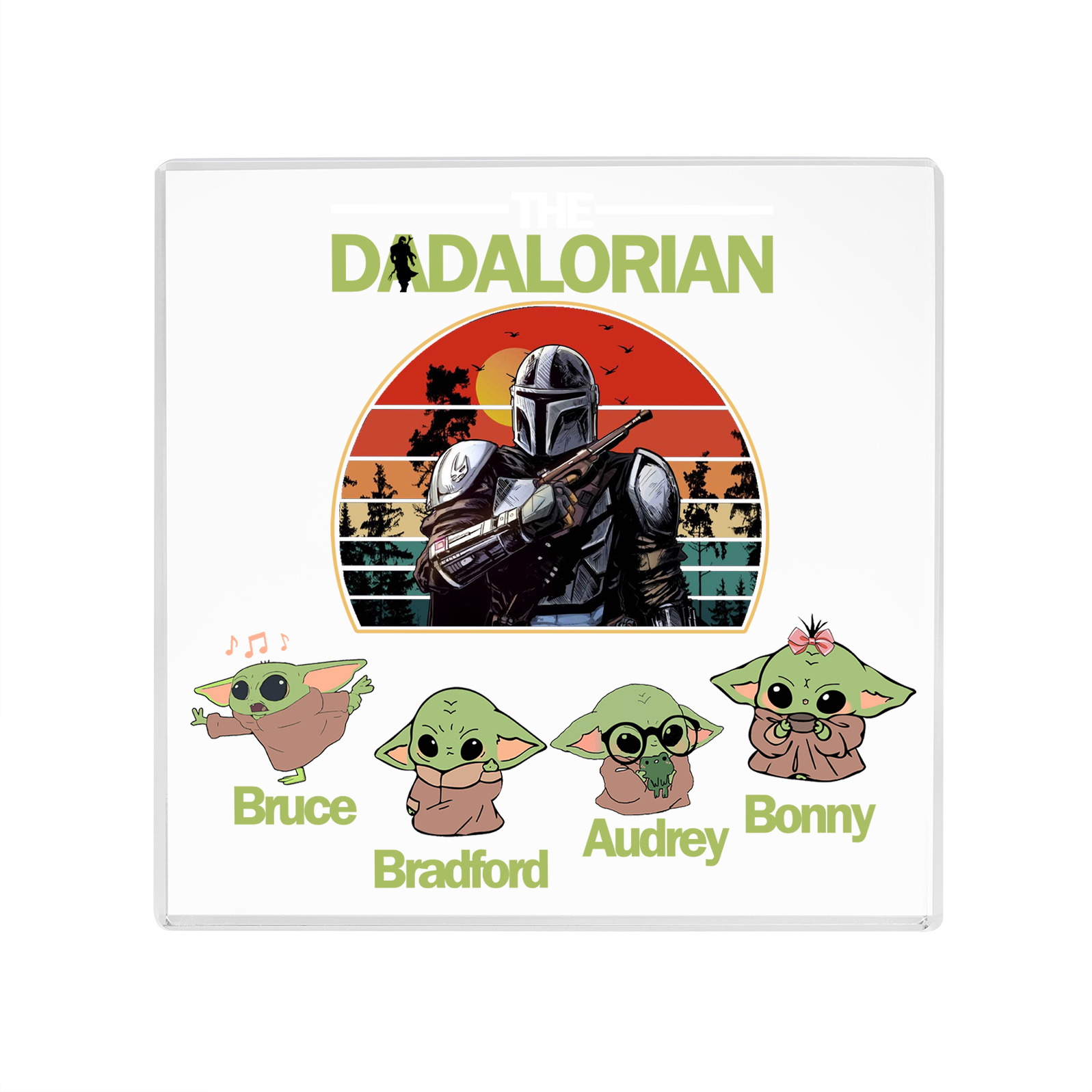 4 Names - Personalised Dadalorians Pattern Custom Name Acrylic Ornament Father's Day Gift