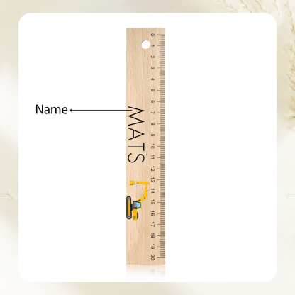 Cute Animal Personalised School Wooden Ruler With Engraved Children's Name - Back to School Suppler Gift for Kids