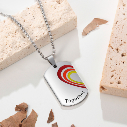 2 PCS Personalised Custom Name Rainbow Bar Heart Necklace Set LGBT Pride Gifts