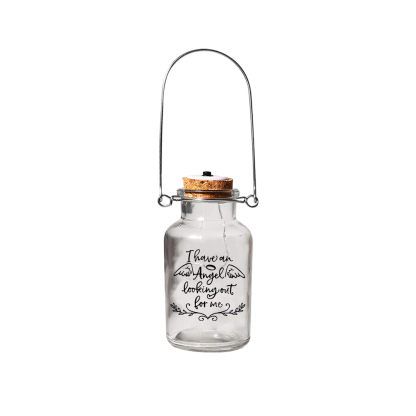 Memorial Jar Hanging Night Light I Have An Angel Looking Out For Me LED Lamp
