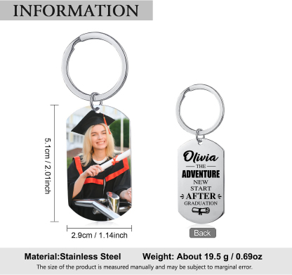 Personalised Name & Photo Exquisite Graduation Keyring Gift For Her/Him-Happy Graduation