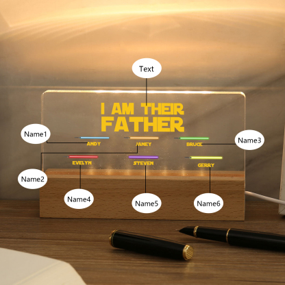 6 Names-Personalised Star Wars Logo Table Lamp-I am their dad-Father's Day Gift For Dad