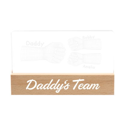 3 Names Personalised Fist Bump Pattern Night Light Custom Text LED Light Father's Day Gift for Dad