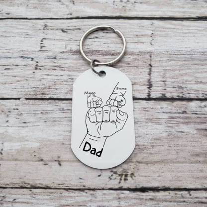 2 Names - Personalised Fist Bump Keyring Custom Photo Father's Day Gift for Dad