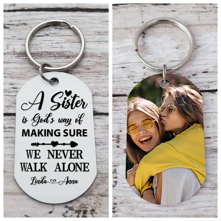 2 Names-Personalised Photo Sister Keyring Gift-Best Ever-Custom Special Keyring Gift For Sister