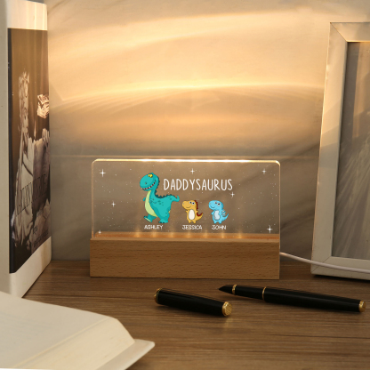 3 Names - Personalised Cute Dinosaur Pattern Beautiful Table Lamp Father's Day Gift for Dad