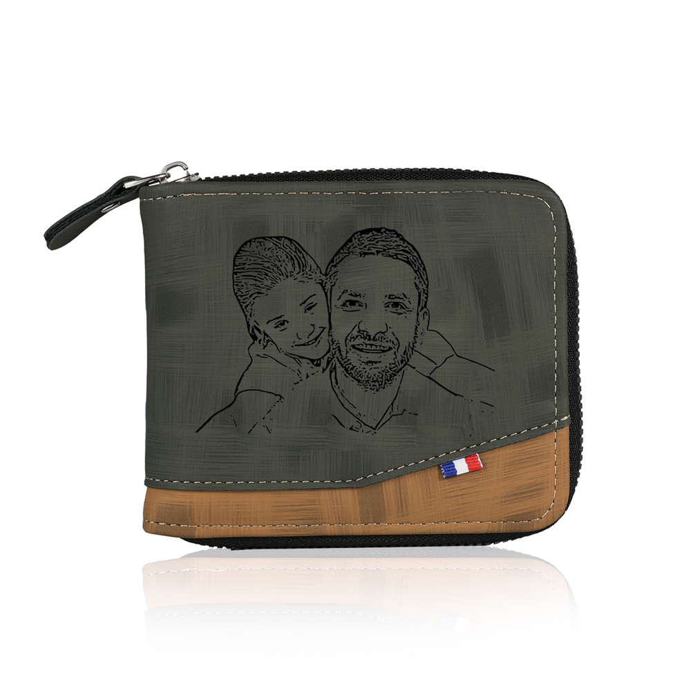 Personalised Name Leather Men's Wallet With Card Slot Engraved Letter And Photo Gift For Father's Day