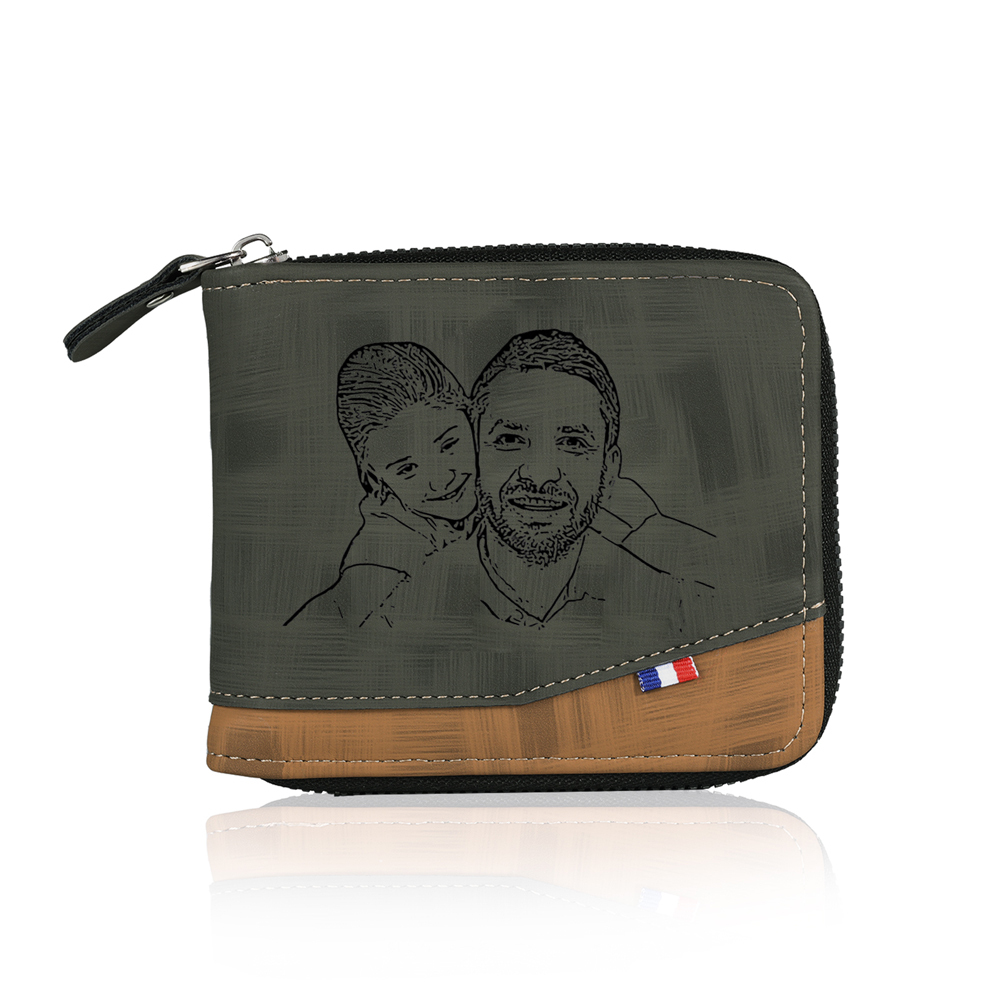 Personalised Name Leather Men's Wallet With Card Slot Engraved Letter And Photo Gift For Father's Day
