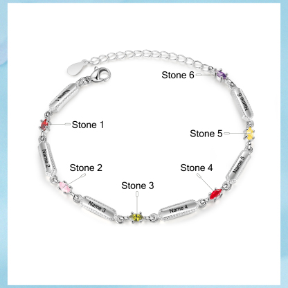 6 Names-Personalised Woman Bracelet With Birthstone Custom Names Bracelet Gift For Women