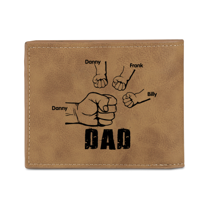 4 Names - Personalised Photo Custom Leather Men's Wallet as a Father's Day Gift for Dad