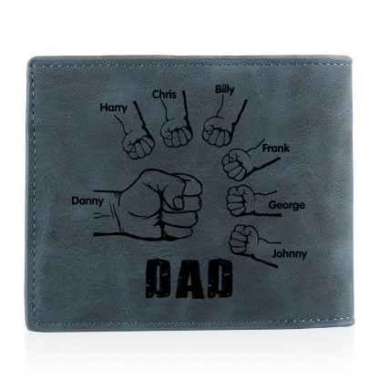 7 Names - Personalised Fist Bump Photo Custom Leather Men's  Wallet as a Father's Day Gift for Dad