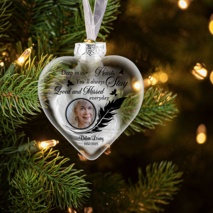 Personalised Memorial Heart Christmas Ornaments with Photo and Name To Commemorate Deceased Loved Ones Pendant | Jessmade