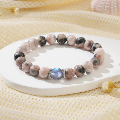 Beautiful Pink Natural Stone Bracelet With Card, As A Gift For My Daughter's Back To School