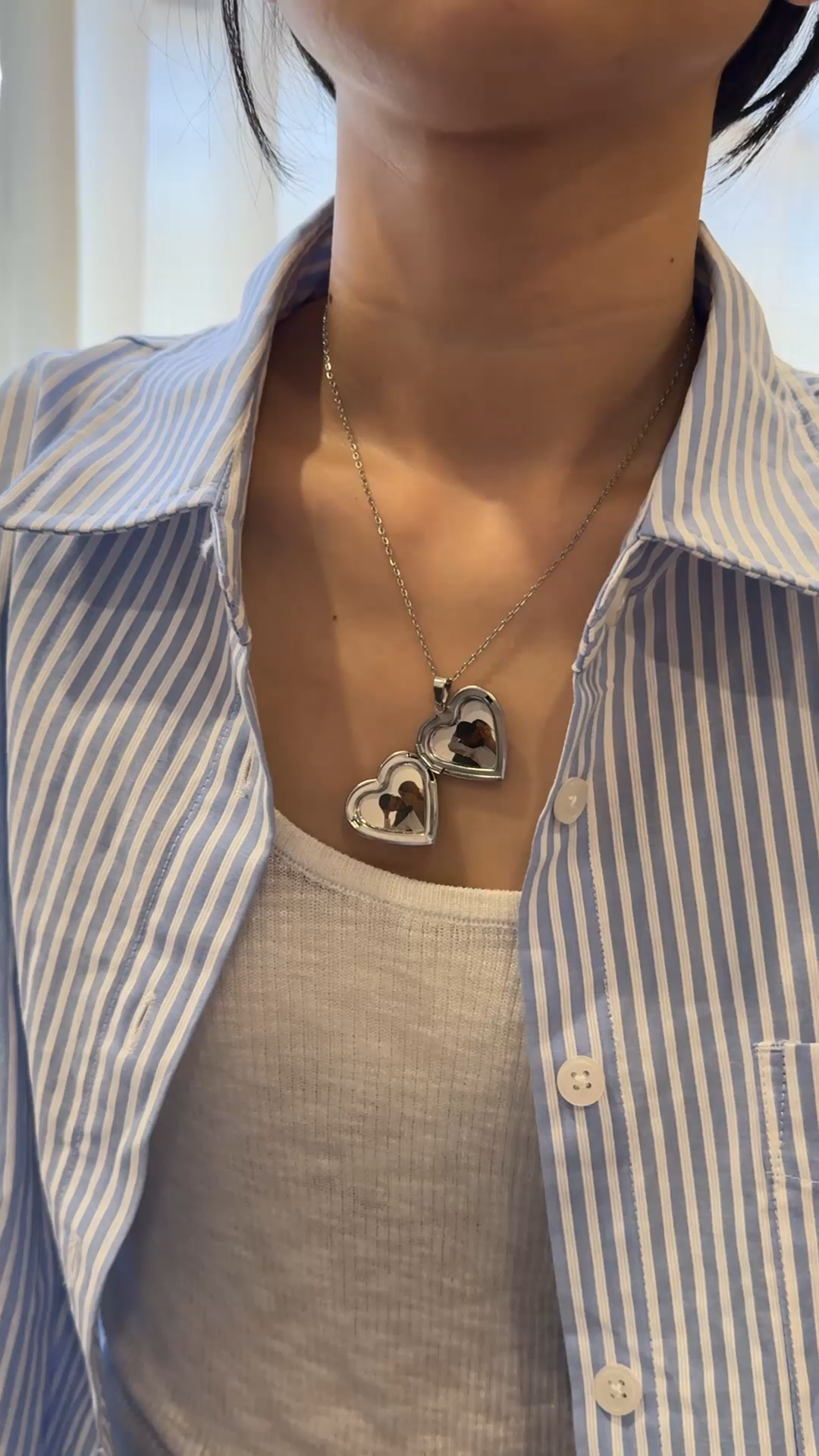 Personalised Heart Locket Necklace with NFC and Engraved Name