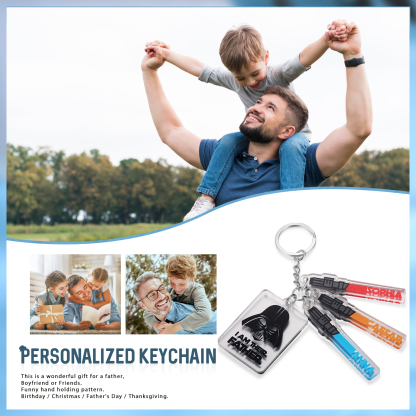 3 Names - Personalised Name Acrylic Star Wars Keyring - I Am Their Father - Gift for Dad