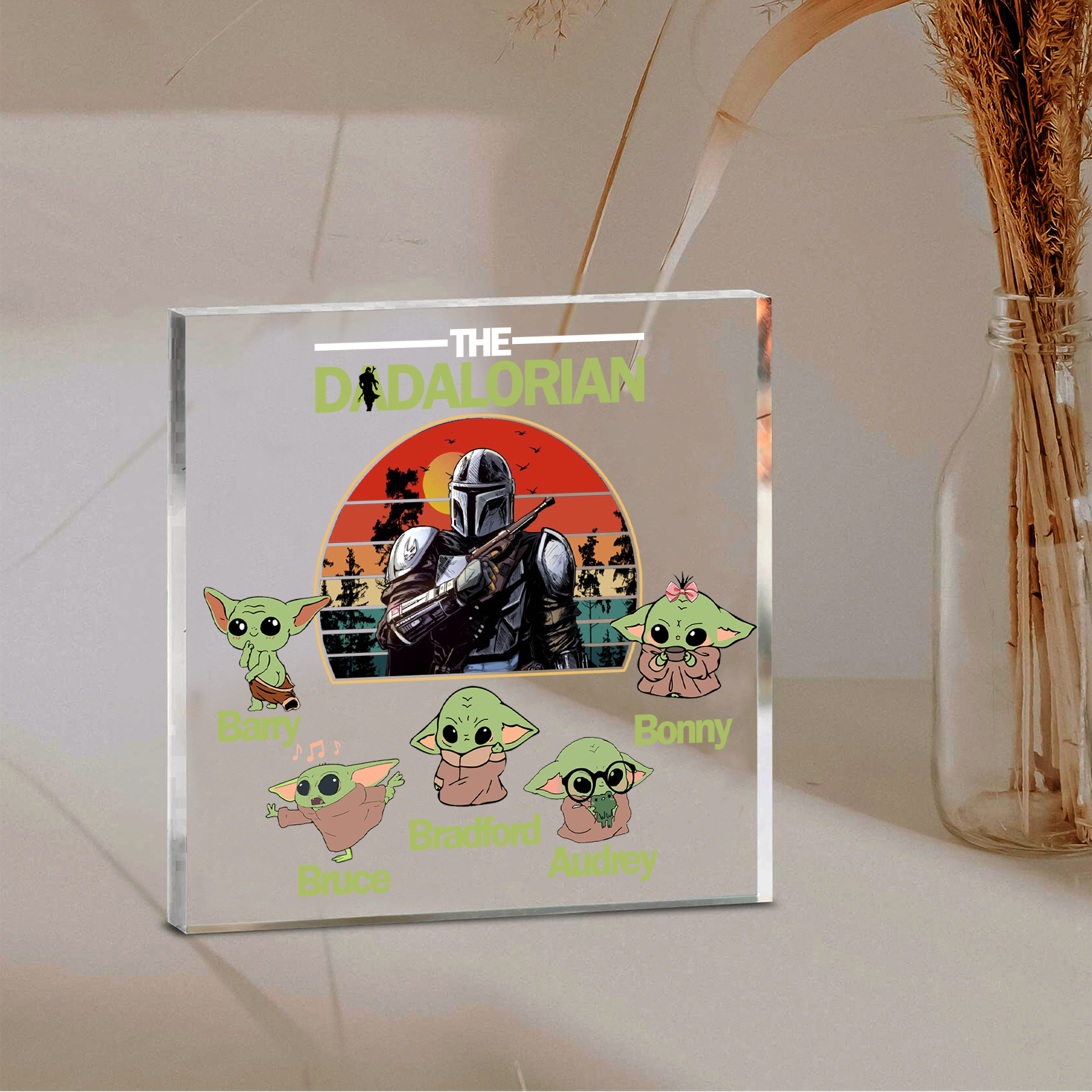 5 Names - Personalised Dadalorians Pattern Custom Name Acrylic Ornament Father's Day Gift