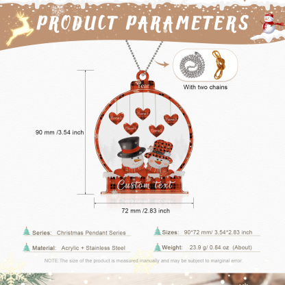 5 Names-Personalised Family Acrylic Christmas Xmas Tree Decoration Ornament-Custom 5 Names And Text Hanging Ornament Gifts For Family