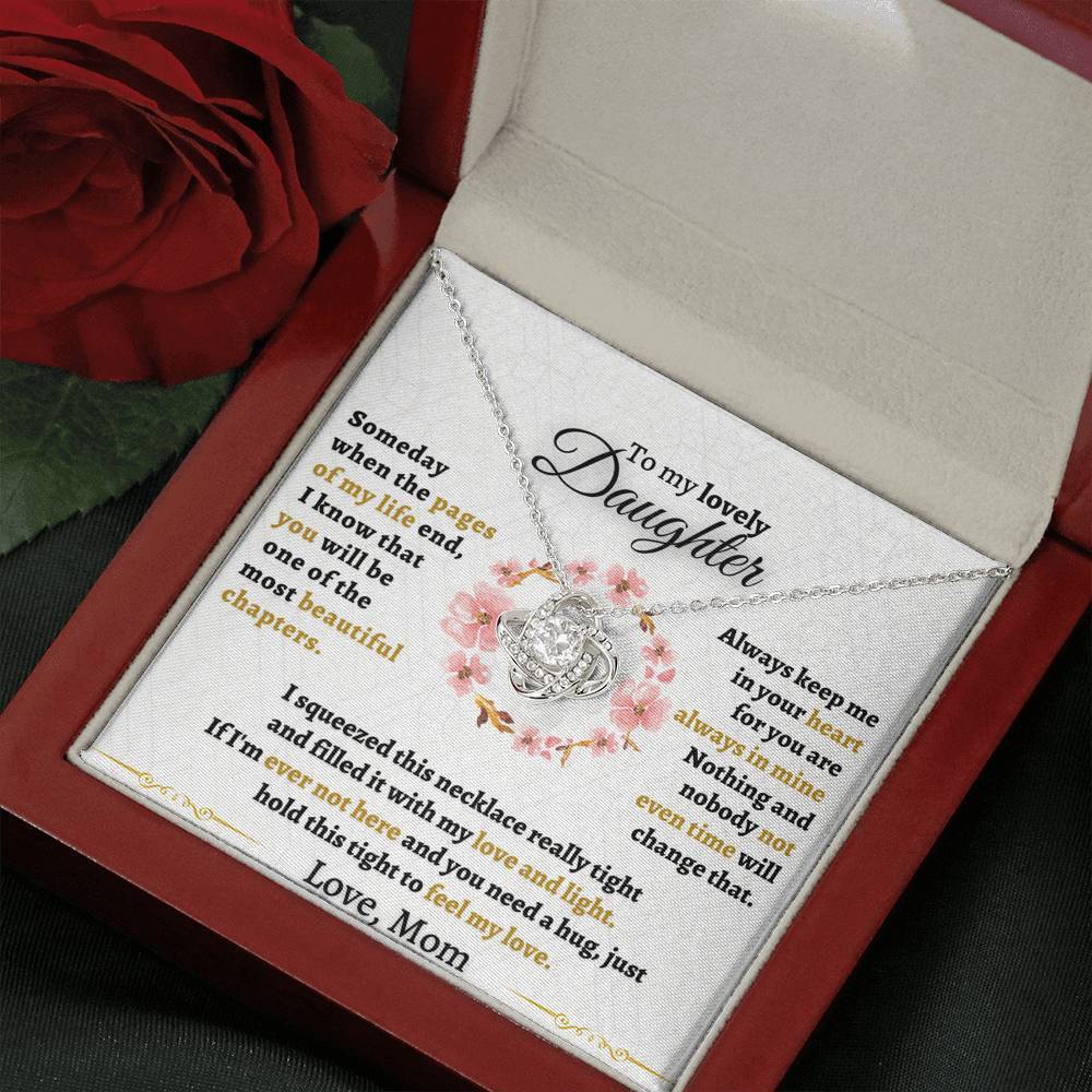 To My Daughter Love Knot Necklace "Never forget that I love you“ Inspirational Gifts for Daughter
