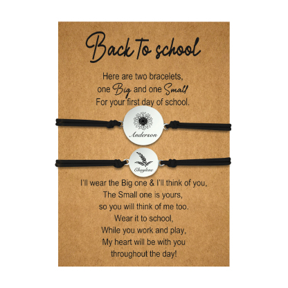 2 PCS Customized 2 Names Dandelion Pattern Elastic Stainless Steel Bracelet, A Back-To-School Gift For Daughter