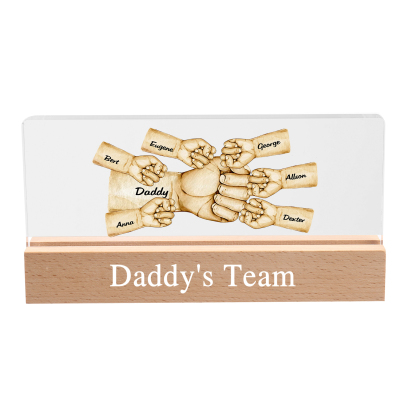 7 Names - Personalised Fist Bump Pattern Table Lamp Customized Text Father's Day Gift for Dad