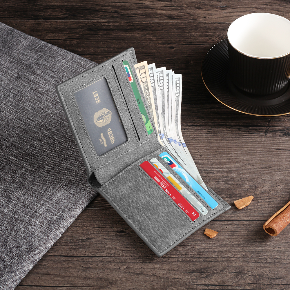 Personalised 2 Photos Set Custom Grey Wallet & Keychain & Pen Gift Box Set Father’s Day Gift