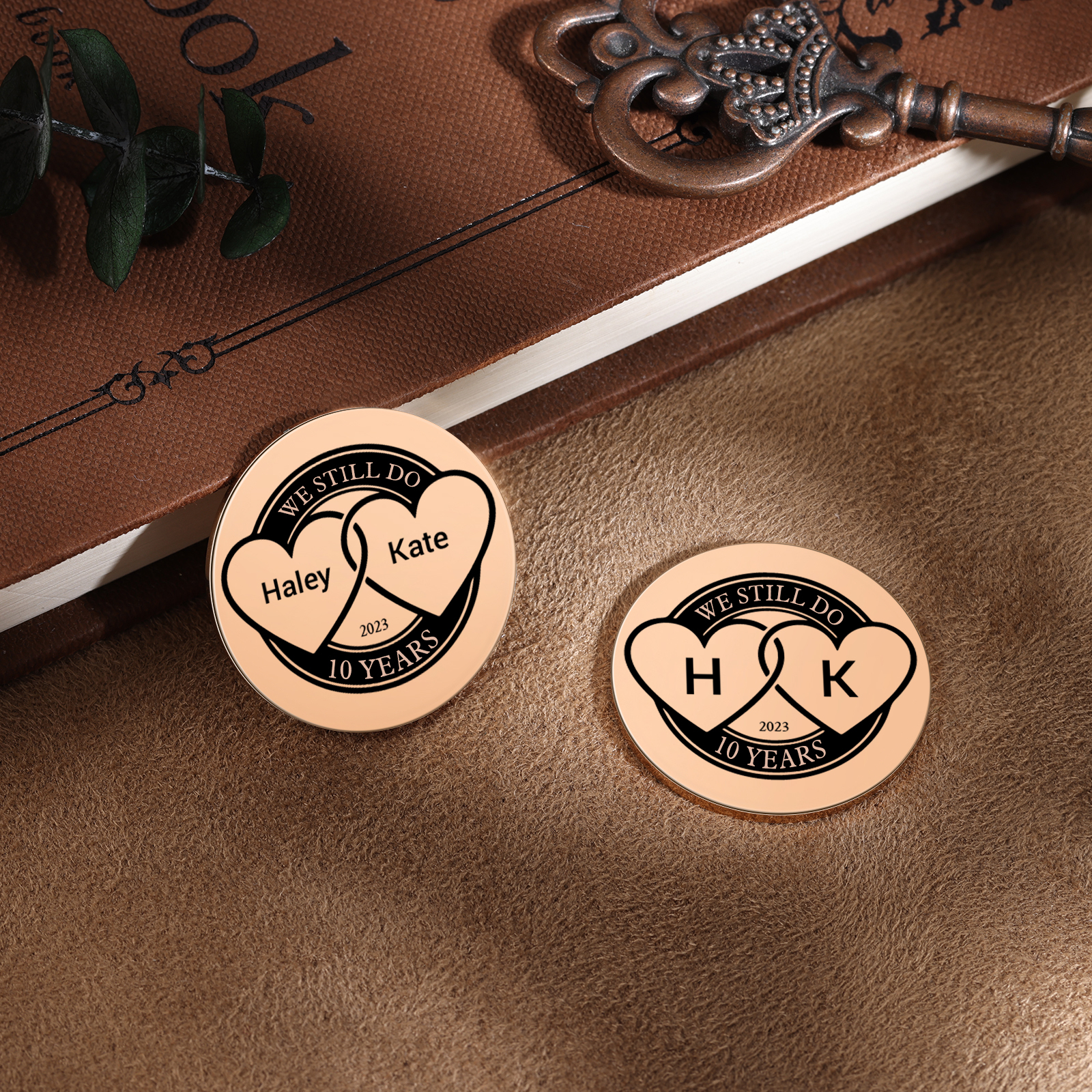 2 PCS Personalized Name Stainless Steel Couple Coin Custom Anniversary Special Gift