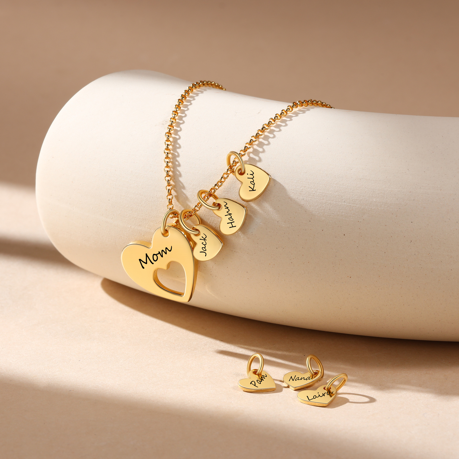 3 Names - Personalised Love Pendant Necklace with Gift Box Customized Name Gift for Her