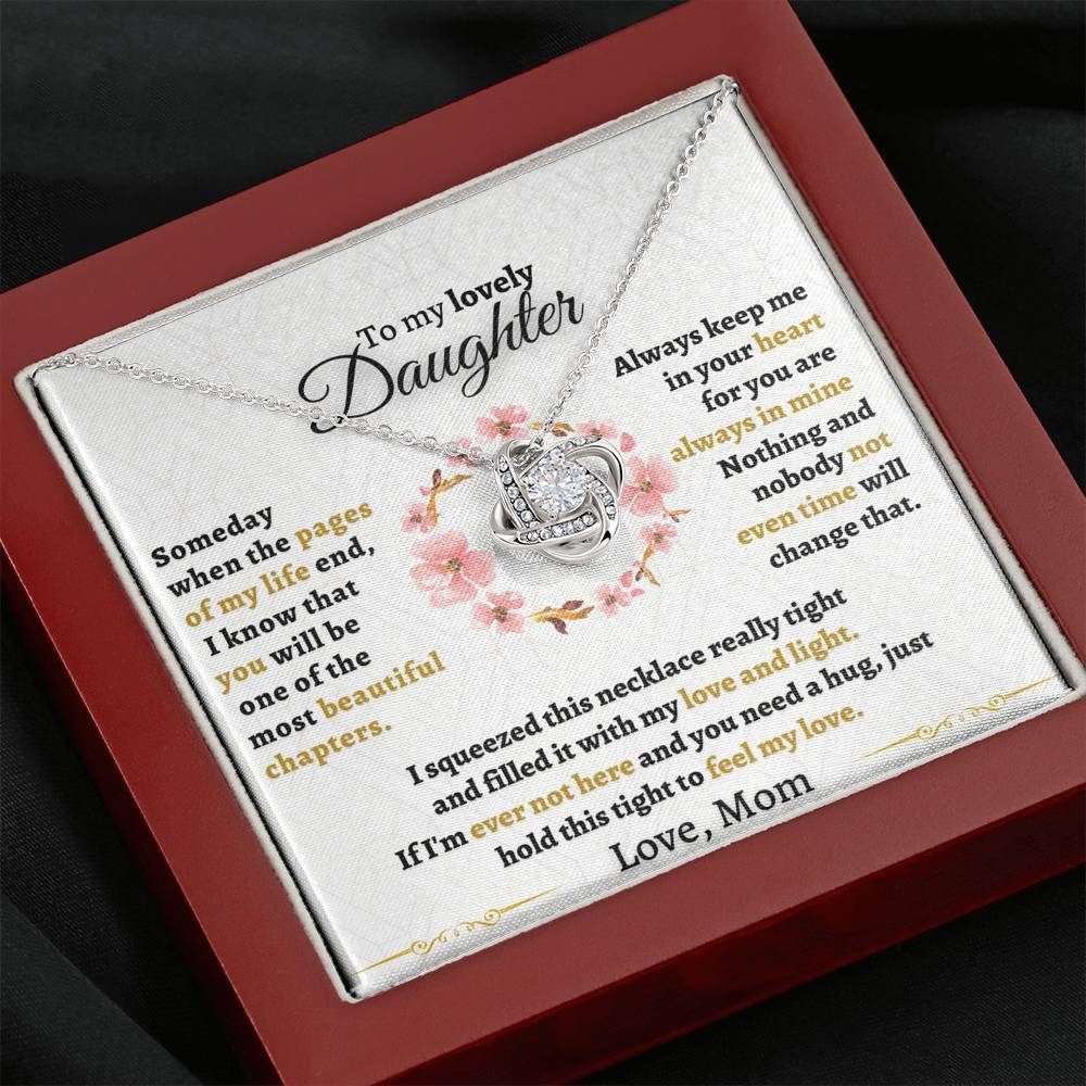 To My Daughter Love Knot Necklace "Never forget that I love you“ Inspirational Gifts for Daughter