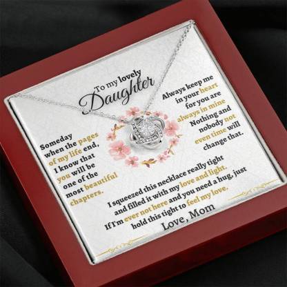 To My Daughter Love Knot Necklace "Never forget that I love you“ Inspirational Gifts for Daughter