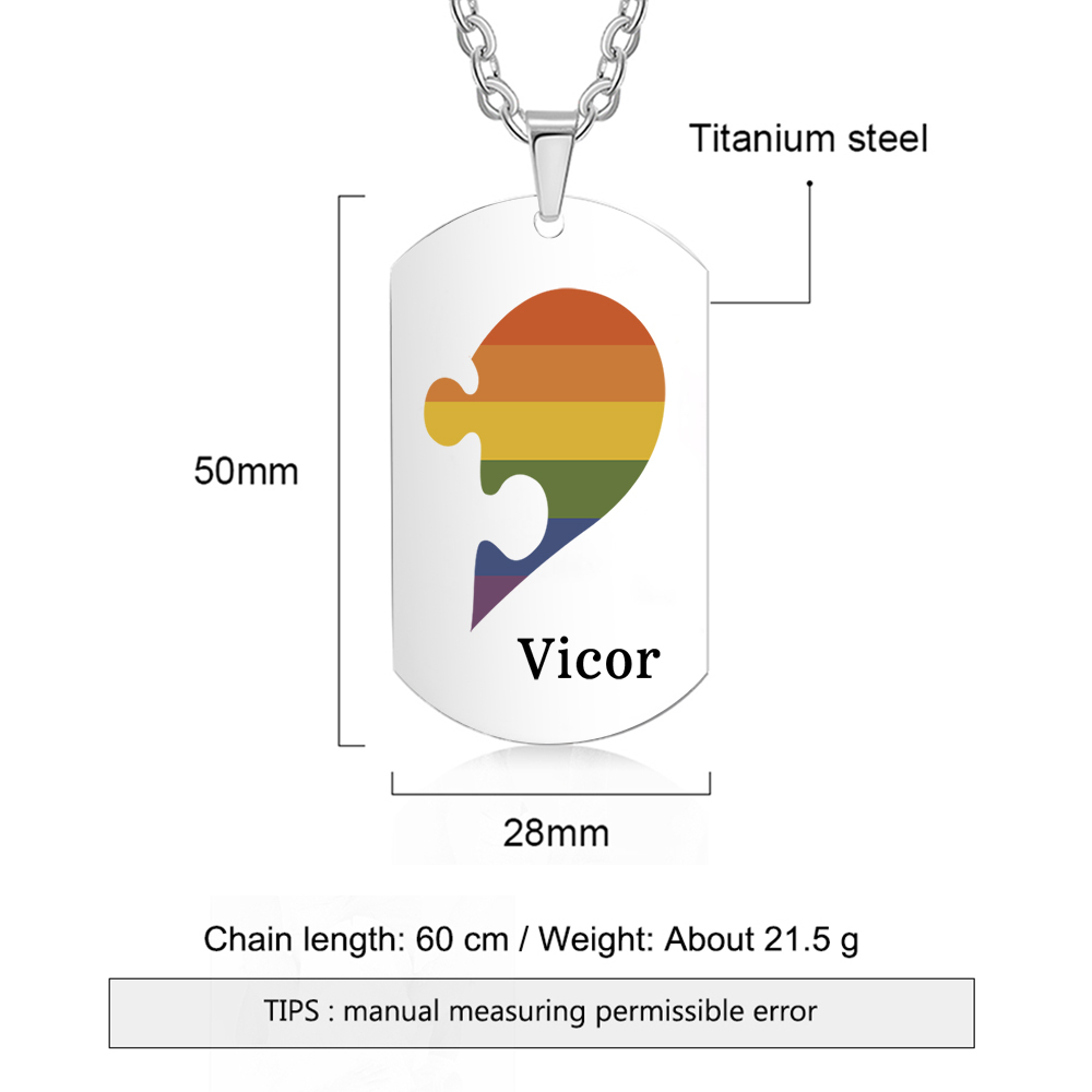 Personalised Text Puzzle Couple Necklace Custom Matching Couple Gifts, Special Gift For Him/Her