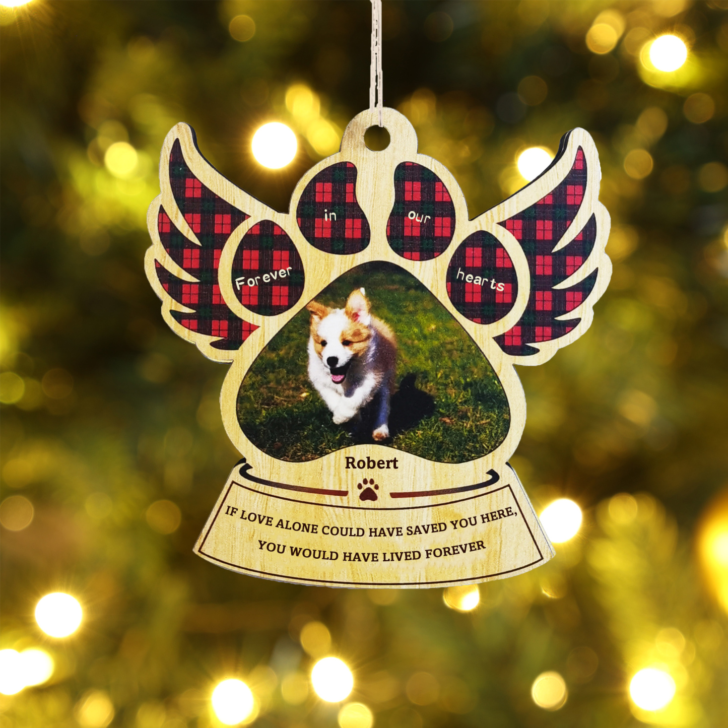 Personalized Pet Gift Custom Wooden Paw Ornament Christmas Gift For Family