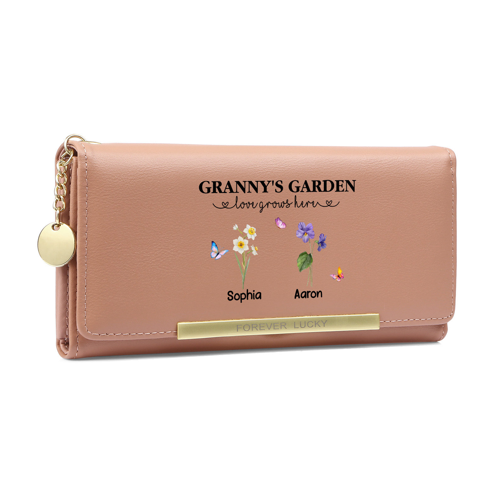 Grandparents Day Grandma Wallet Customised with 1-6 Birth Flowers and Names Mother’s Day Gift | Jessemade