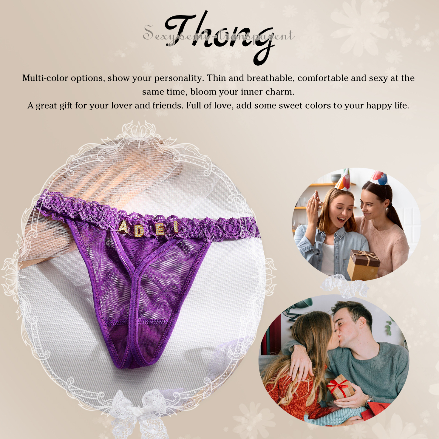 Personalized Women's Sexy Panties, Custom Personalized Panties For Your Women, Couple Gifts