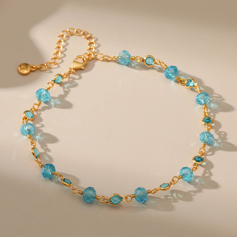 Blue Crystal Necklace Sparkly Necklace Gift For Her | Jeesmade