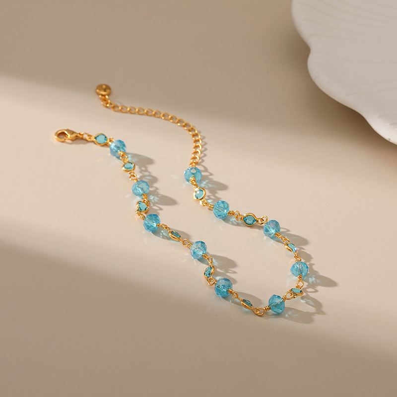 Blue Crystal Necklace Sparkly Necklace Gift For Her | Jeesmade